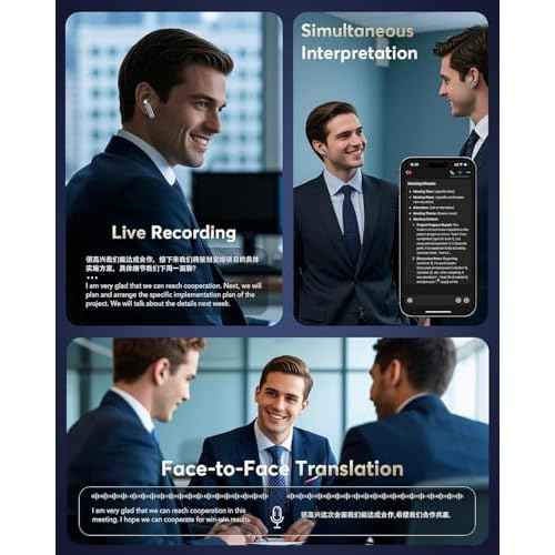 AI Translation Earbuds Real Time, Multifunctional Touch Screen Translator for 144 Languages & Accents Audifonos Traductores Ingl?s Espa?ol Noise Canceling Headphones for1Travel Business Learning Black