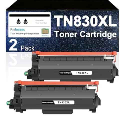 TN830XL Toner Cartridge Black 2-Pack High Yield Replacement for Brother TN830XL TN830 XL Compatible for HL-L2460DW HL-L2405W HL-L2480DW MFC-L2820DW DCP-L2640DW MFC-L2900DW HL-L2400D Laser Printer Ink
