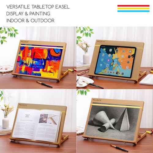 MEEDEN A3 Wooden Tabletop Easel for Painting, 5-Position Adjustable Drawing & Sketching Board with Shoulder Strap, Portable Beechwood Desktop Art Easel Stand for Adults, Artists, Beginners & Student