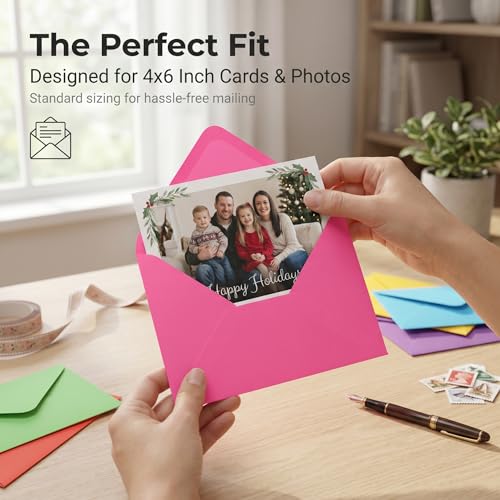 XXINMOH 100 Colorful A6 Invitation Envelopes 4x6 Self-Adhesive Pack