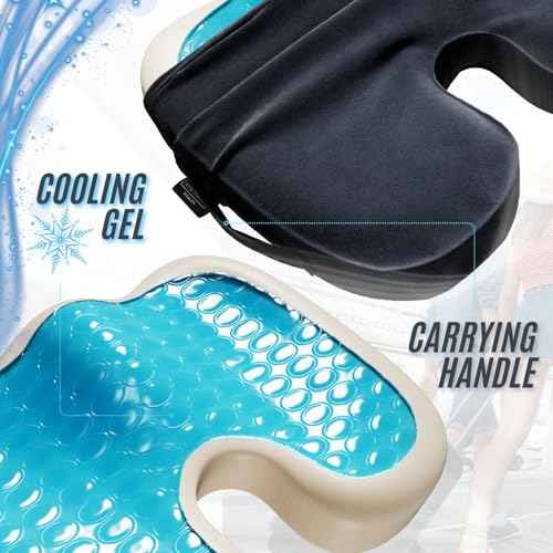 Ergonomic Seat Cushion Orthopedic Gel Memory Foam Cushion, Office Chair Cushion, Computer Chair Cushion, Oeko-TEX 100 Certified for Comfort and Posture