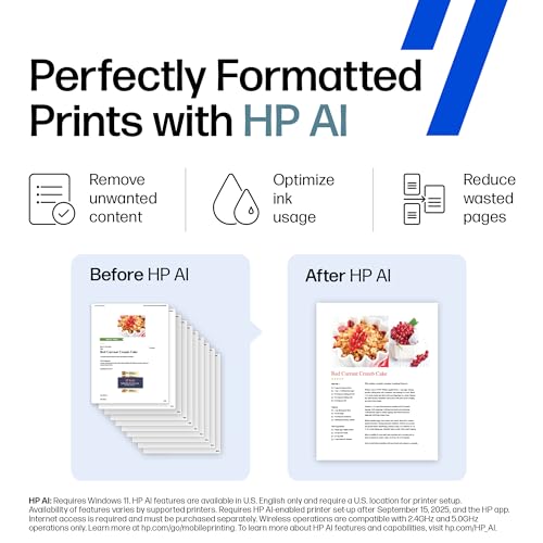 HP Envy Photo 7975 Wireless Color Inkjet Photo Printer - New Version, AI-Enabled, Home Use