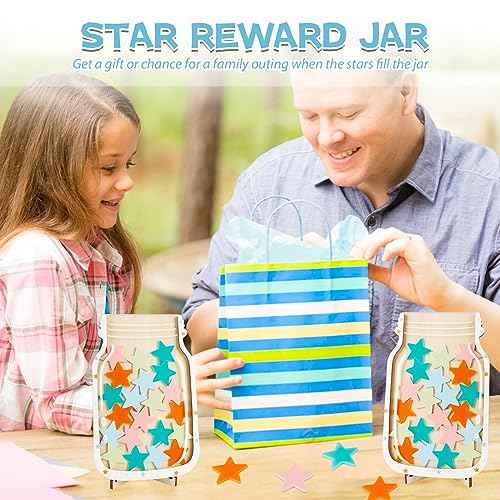 Magnetic Reward Jar, Classroom Reward Jar for Kids, Personalized Stars Reward Jar for Students Kids Behavior, Magnetic Reward Chart for Classroom Board Home