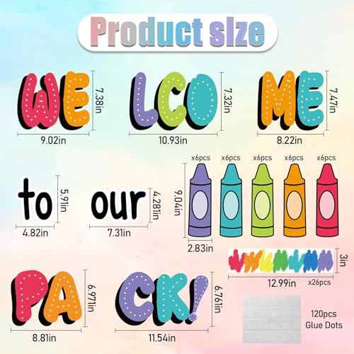 VABAMNA Rainbow Classroom Bulletin Board Decorations Set - Welcome Banner & Borders