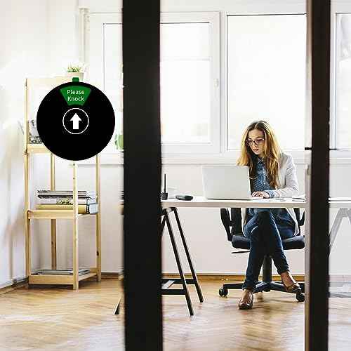 Office Door Sign- Do Not Disturb/Out of Office/Please Knock/In a Meeting/Working Remotely/Back Soon, Rotating Privacy Door Sign Conference, 6 Inch, Black