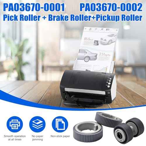 PA03670-0001 PA03670-0002 Scanner Pick and Brake Pickup Roller Kits for Fujitsu Fi-7160 Fi-7260 Fi-7120 Fi7130 Fi7135 Fi-7140 Fi7220 Fi7230 Fi7235 Fi7240 Fi-7180 Fi-7280 Fi-7300nx Roller (2)