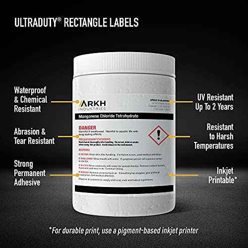 Avery UltraDuty GHS Labels, Waterproof, 2 X 3 White Rectangle Labels, 200 Total, Use with Pigment Inkjet Printers