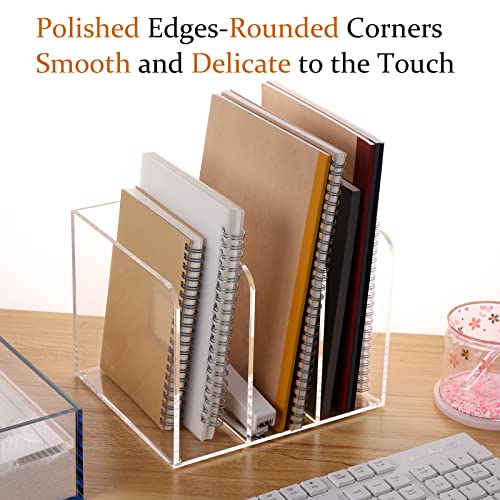 Magazine Holder, Clear Acrylic Magazine Rack, File Organizer for Office Desk, Book Organizer,-One-Piece-3 Vertical spaces,1 pack (B5)¡¦¡¦