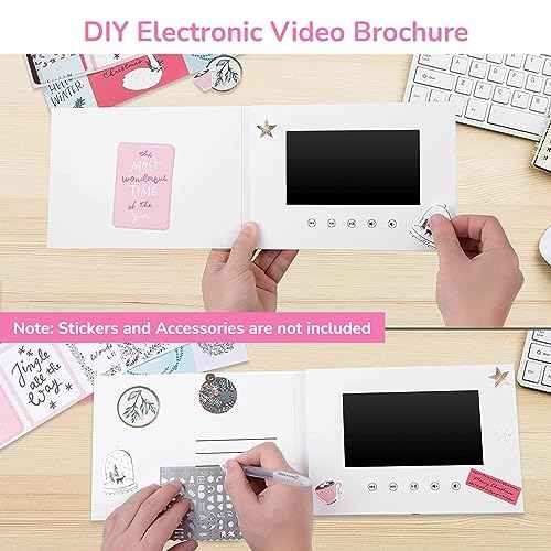 Video Greeting Card, Electronic Video Brochure with LCD Screen, Support Picture and Video DIY, Wedding Decorations and Gift(4.3inch)