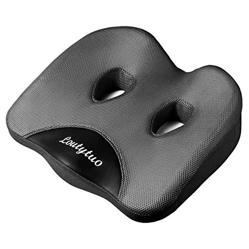 LOUTYTUO Gray Seat Cushion Pillow — 100% Memory Foam, Washable Cover, Tailbone & Back Pain Relief