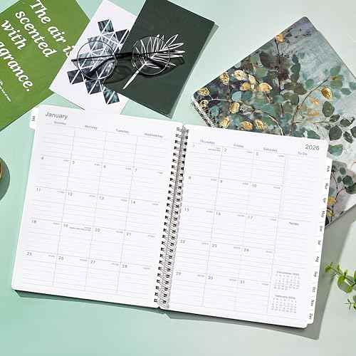 2026 Planner - Planner 2026 Weekly and Monthly, 9''x11'', Jan. 2026 - Dec. 2026, 2026 Weekly and Monthly Planner, Tabs, Pocket, Twin-wire Binding - Art Leaves