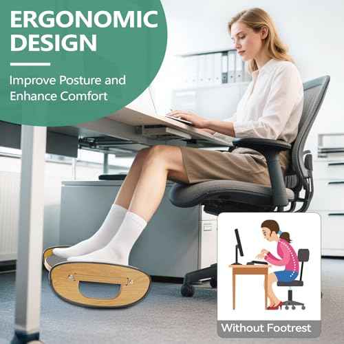 Solid Wood Foot Rest for Under Desk at Work - Ergonomic Foot Stool Under Desk,Rocking Foot Rest with All-Non-Slip Mat for Feet Support Leg Under Stools Footrest for Home Office Gaming