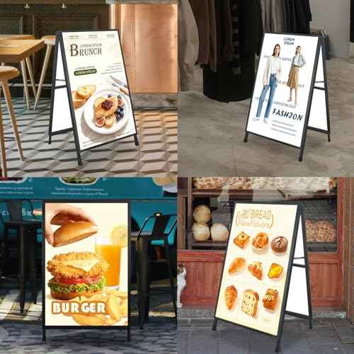 A Frame Sign 24x36 Inches Portable Sandwich Board Outdoor Sign Holder Heavy Duty Display Double Sided Sidewalk Sign Ideal for Mall Restaurant Supermarket Trade Shows (Frame only),1PACK