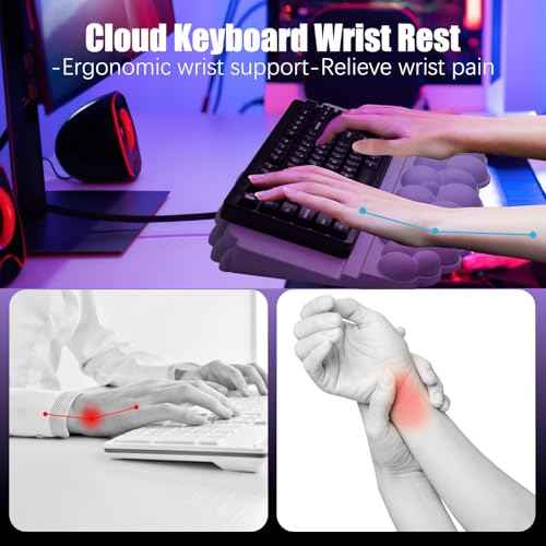 Ergonomic Wrist Rest for Keyboard and Mouse, Soft Memory Foam Cloud Keyboard Stand Pad with Wrist Rest Set with Non-Slip Silicone Base, Easy Typing, Pain Relief, Comfort for Office, Work, Gaming