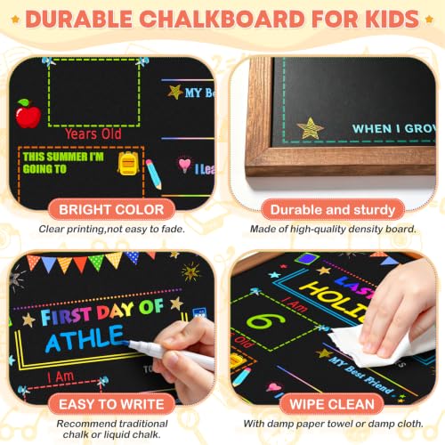 Double-Sided First and Last Day of School Chalkboard with Wooden Frame - Reusable Kids Photo Sign