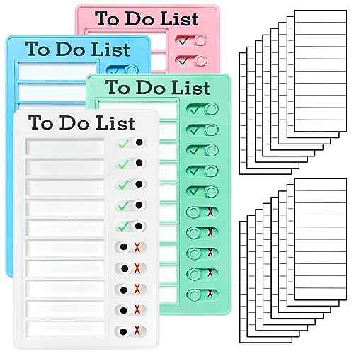 4 Pieces Chore Chart for Kids Multiple Kids - Sliding Routine Chart: Reusable to Do List, RV Checklist, Planning Board, Visual Schedule, and Reminder (Multicolored)