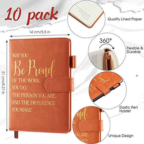 Fuutreo 10 Employee Appreciation Gifts Inspirational Leather Notebook Bulk Christmas Thank You Gifts May You Proud of The Work Notebook for Coworkers Team Teacher Students(Multicolor,Novelty)