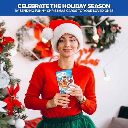 Decorably 20 Pack 5x7in Funny Christmas Cards with Envelopes and Stickers, 10 Charming Designs Christmas Cards Funny with Printed Message Inside