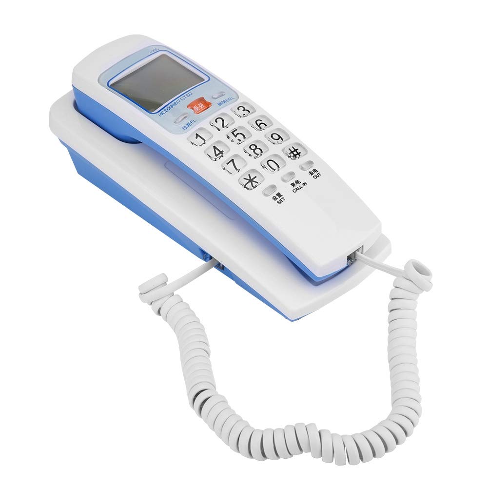 Corded Phone, /DTMF Caller ID Telephone Wall-Mounted Fixed Corded Phone Desk Put Landline Fashion Extension Telephone for Home (White)
