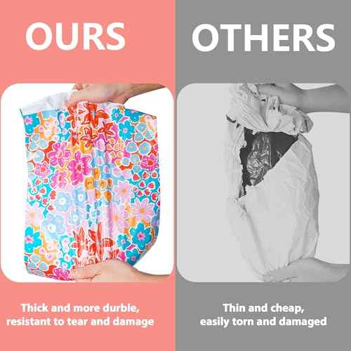 POLYSELLS 100pcs 10x13 Inches Poly Mailers Waterproof & Tear Resistant Mailing Envelopes, Cute Small Business Bags for Clothes, Gifts - Flowers