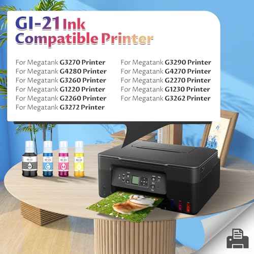 GI-21 Ink Refill Bottles G3270 G3290 G4270 G4280 Ink Refill Compatible with Canon 21 GI-21 GI21 Ink Refill Bottles for Canon MegaTank G3270 G3290 G4270 G4280 G1220 G3260 G2270 G2260 G1230 Printer