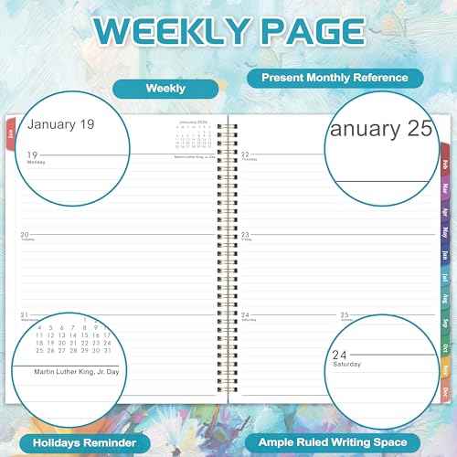 2026 Planner - 2026 Planner Weekly and Monthly, January 2026 - December 2026, 8.5" x 11", Calendar Planner 2026 with Colorful Monthly Tabs, Twin-wire Binding, Holidays, Back Pocket