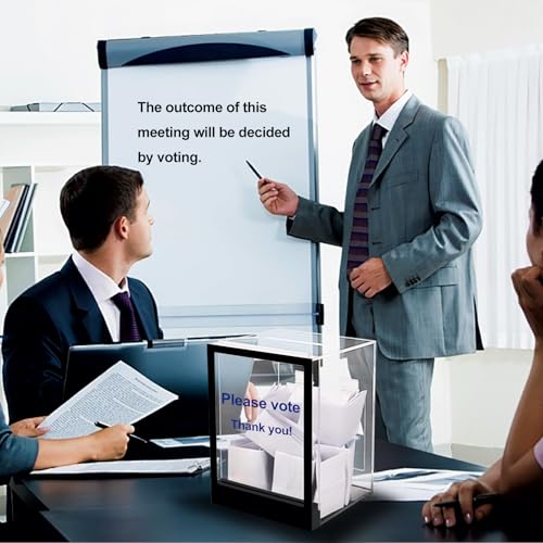 Lighted Up Tip Jar with Large Opening - LED Light & Lock, Donation Box with Sign Holder ''Tips! Thank You!'', Suggestion Box With Diy Blank Sign Holder For Taking Cards,Polls,And Ballots For Bar,Party