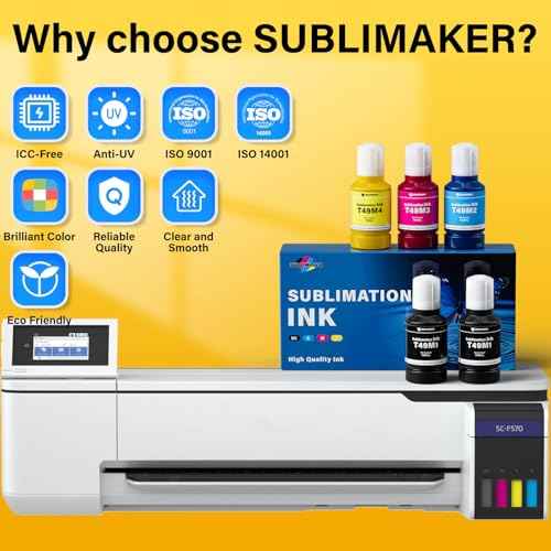 700ML T49M F170 F570 Sublimation Ink for Surecolor F170 F570 SC-170 SC-570 170 570 Sublimation Printer (T49M1 T49M2 T49M3 T49M4 Autofill/ICC-Free/Anti-UV/5-Pcaks)