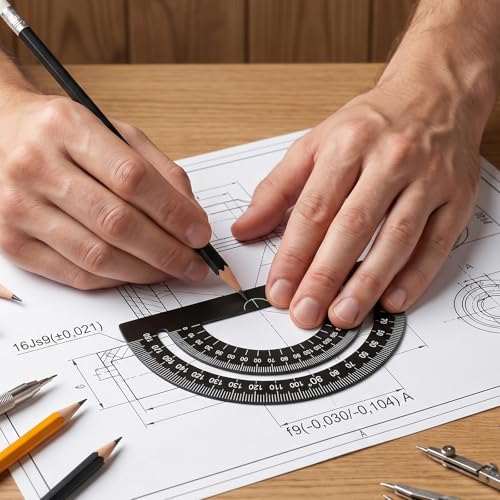 Viliqiou 4-Piece Metal Geometry Ruler Set with Protractor & Storage Box