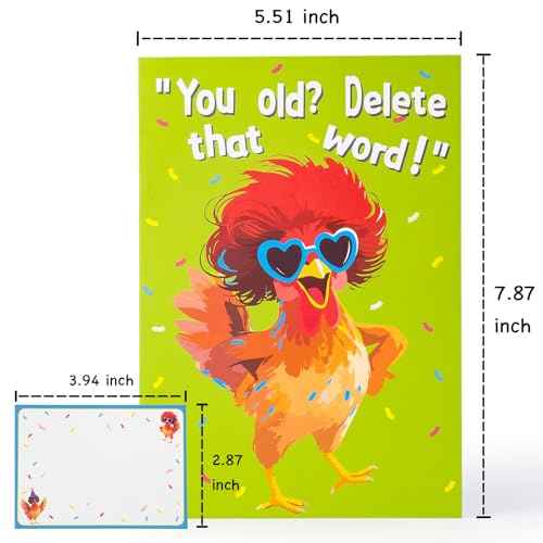 Dancing Chicken Birthday Card, Funny Birthday Card for Men Women Kids, Music & Shaking Body Motion Greeting Card with Envelope, Unique Hilarious Birthday Gift, 5.9 Inch x 8.4 Inch