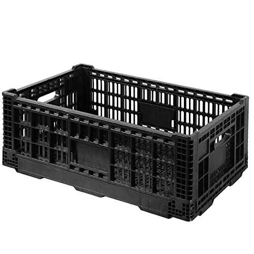 Collapsible Storage Bin Containe£¬52 Liter Transferheavy duty plastic storage box ,milk crates heavy duty Transit storage of various items black (1)