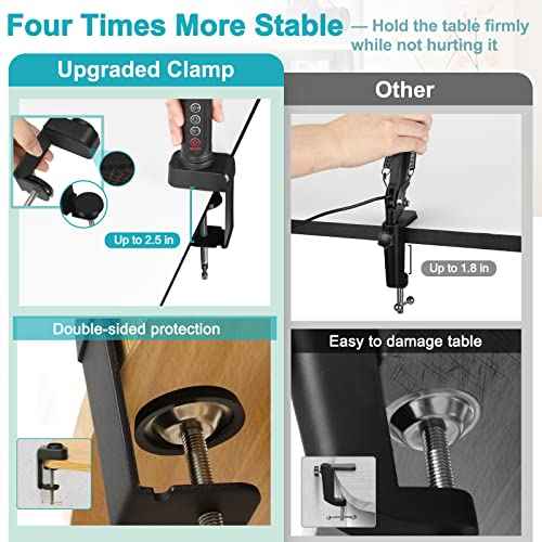 8X Magnifying Glass with Light and Clamp, 5 Color Modes Stepless Dimmable Lighted Magnifier with Stand, Flexible Gooseneck LED Desk Lamp Hands Free for Craft Reading Painting Hobby Close Work