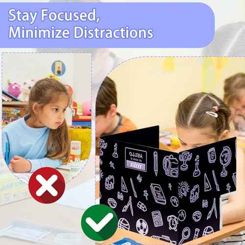 25-Pack Desk Dividers for Students with Privacy Shields, Ergonomic Arms Cutouts & Erasable Name Frames - Waterproof & Easy-to-Clean Test Dividers for Classroom, Exams, Office (Black)