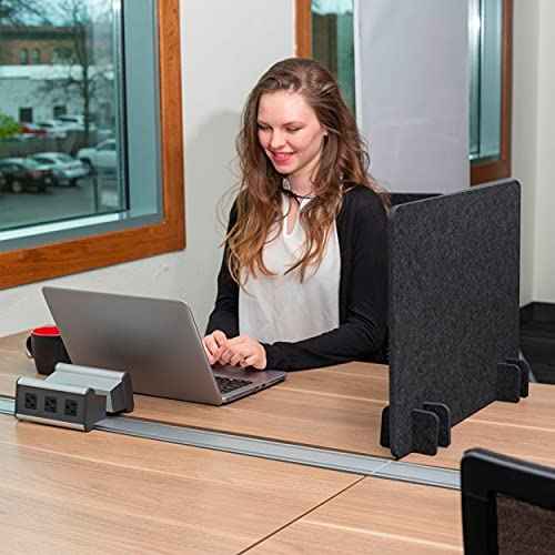 Stand Up Desk Store ReFocus Raw Noise and Distraction Reducing Freestanding Acoustic Desk Divider Mounted Privacy Panel (Anthracite Gray, 20.9" x 16")