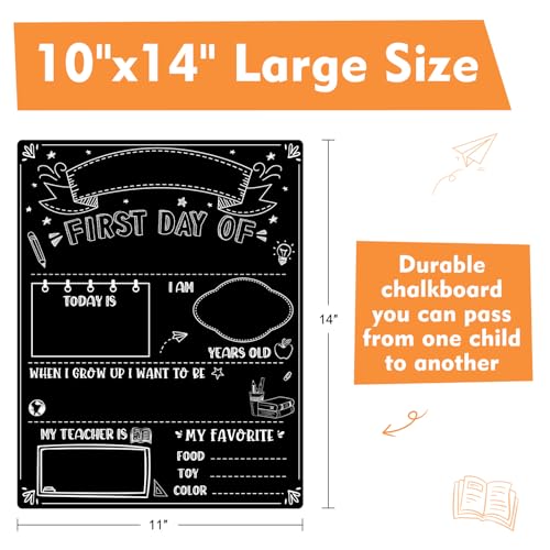 WaaHome First Day of School Chalkboard Sign with 6 Colorful Liquid Chalk Markers - Black