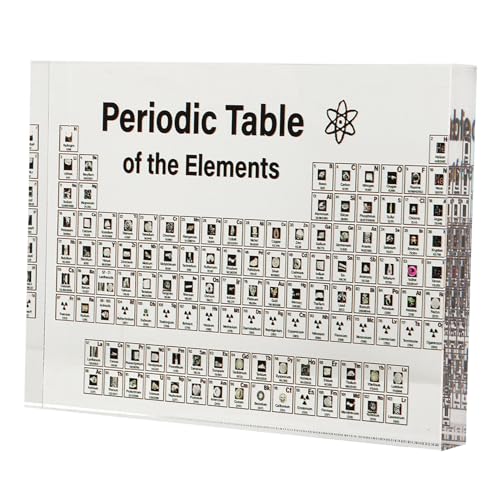 Srliya Real Elements Periodic Table Acrylic Display – Portable Classroom Chemistry Kit