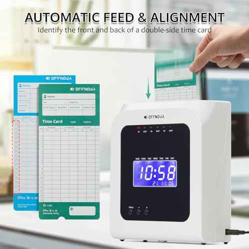 OFFNOVA Thermal Time Clock for Employees Small Business, No Ink Ribbons or Network Needed, in/Out Time Attendance Machine with 50 Time Cards