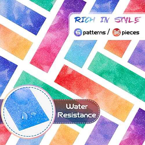 36 Pcs Watercolor Style Anxiety Sensory Stickers Mental Health Stickers Mindfulness Fidget Textured Strips Toy Adhesive Tactile Calm Relief Item for Adults School Counselor Office, 6 Styles