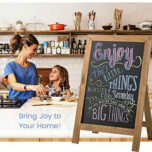 A Frame Chalkboard Sign 20¡± x 30¡± Large Chalkboard Easel Wooden Sidewalk Standing & Hanging Chalk Board Display for Restaurant,Farmhouse or Wedding Party Guide