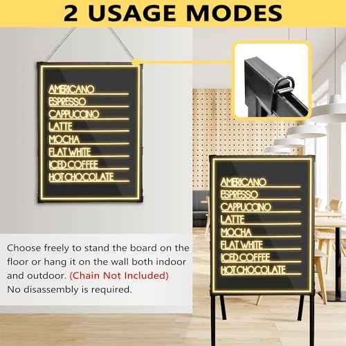 Montex LED Message Board 32" x 24" Self-Standing LED Signs, Menu Board with Adjustable Height, Aluminum Frame, for Stores, Bars, Restaurants, Plug in or Compatible with Power Bank