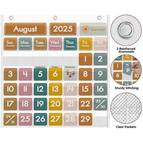 Classroom Calendar Pocket Chart for Kids Learning, Boho Classroom Calendar Decor with Special Educational Cards Teacher and Classroom Must Have Supplies