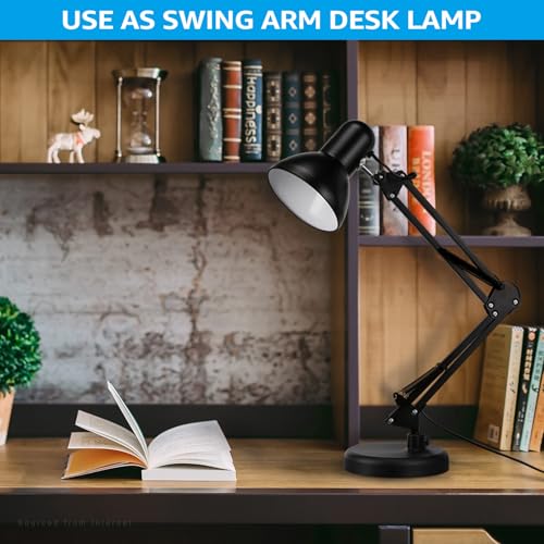 TORCHSTAR Black Metal Desk Lamp with Adjustable Swing Arm - E26 Compatible, 1 Unit