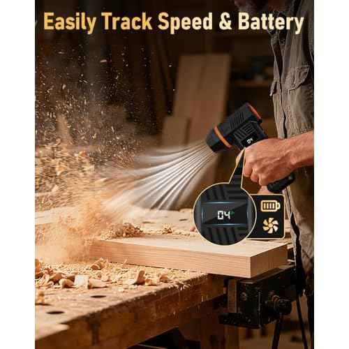 EVEAGE Compressed Air Duster, 180000RPM 4-Gear Adjustable Electric Air Duster with Display Screen & LED Light, 5000mAh Rechargeable Cordless Air Blower for Keyboard/PC/Car/Home Cleaning Reusable