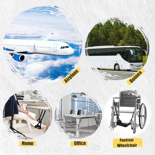 ODCPN 2-Pack Black Aircraft Foot Hammock, Thickened Bamboo Foot Rest for Travel