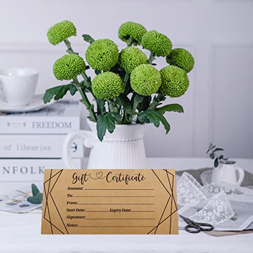 Ceiba Tree Brown Blank Gift Certificates for Business, 30 Pcs with Envelopes - 3.5 x 7 in