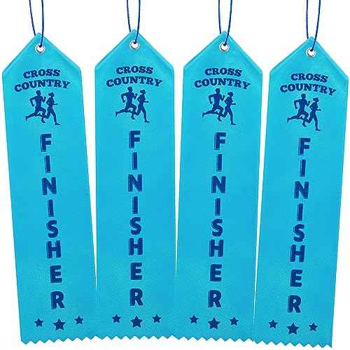 Preboun Award Ribbons Cross Country Finisher Ribbons with Event Card and Rope Field Day for Competition Sports School Contests Team Prizes Office, Blue