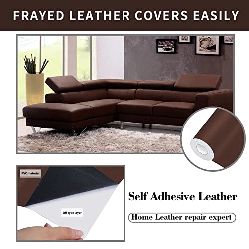 Leather Repair Patch, 35X79 Inch Self Adhesive Leather Repair, Large Vinyl Patch Tape for Couches, Furniture, Car Seats, Cabinets, Wall, Handbags £¨Brown, 35X79 Inch£©