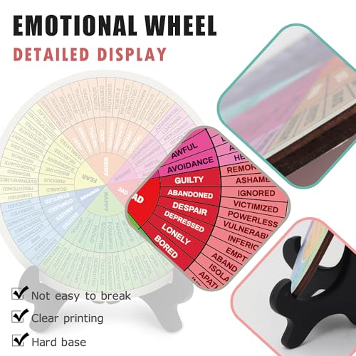 Ainrvteers Double-Sided Emotion Wheel with Stand - Therapy Office Decor (ML)