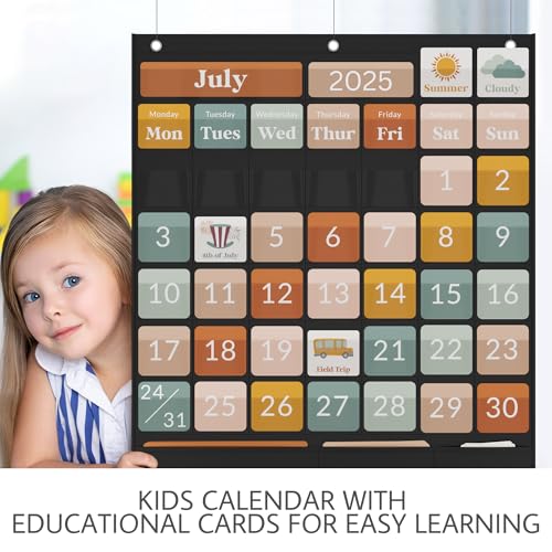 Kids Classroom Calendar Pocket Chart with 86 Colorful Cards - Educational Classroom & Home Learning