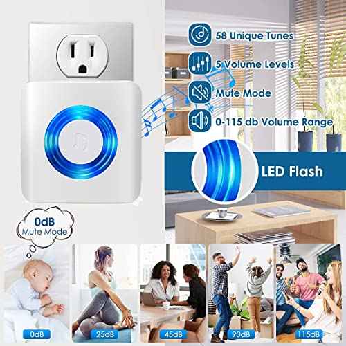 Caregiver Pager Door Alarms for Dementia Patients/Kids Safety/Home Security,Wireless Door Alarm Sensor for Elderly/Business/Home/Store (Three Sensor One Receiver)